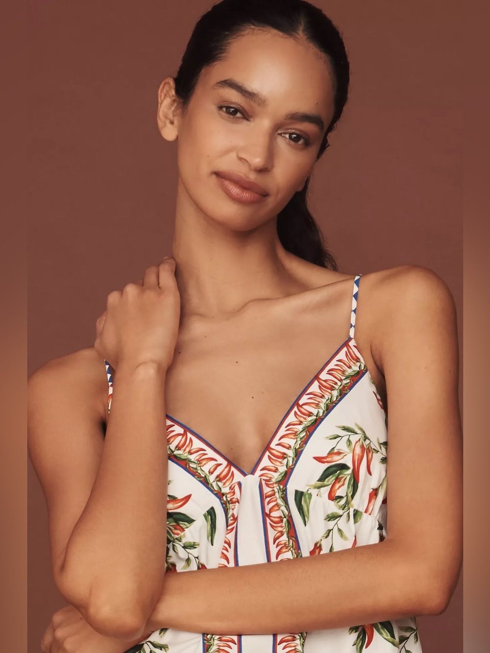 Farm Rio Picnic Peppers Ainika Sleeveless V-Neck Babydoll Swing Mini Dress XL - Picture 3 of 12